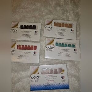 Color Street Glitter and Red Nail Strip Set Bundle Of 5